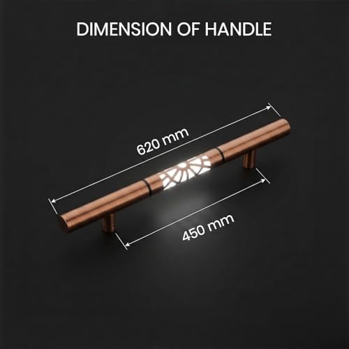 Image of 24 Inch Luxury LED Main Door Handle with Sensor Touch | Pull Push Handle for Home, Office, Hotel & Villa | PVD Rose Gold Finish Stainless Steel Door Handle | 450mm Hole to Hole - Pack of 1