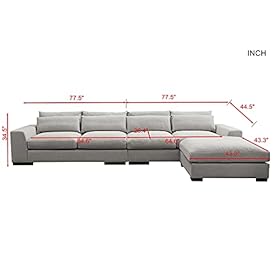 Pannow Feather Filled Sectional,155 Wide Reversible L-Shaped Sofa Couch Set, Chaise with Storage Ottoman for Living Room… 31IDTLaB1ES. SS280