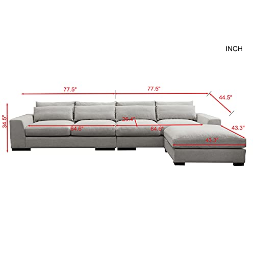 Pannow-Feather-Filled-Sectional-Sofa-Couch155-Wide-Reversible-L-Shaped-Sofa-Couch-Set-Sofa-Chaise-with-Storage-Ottoman-for-Living-Room-Apartment-Home-Hotel 31IDTLaB1ES