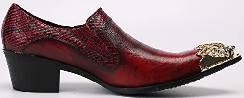 Santimon Men's Loafers Lion Metal Tip Pointed Toe Slip-On Fashion Casual Party Wedding Leather Shoes3