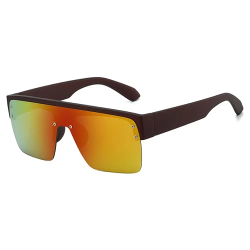 Lunettes de soleil semi-cerclées contre l'éblouissement verres miroir rouge femme