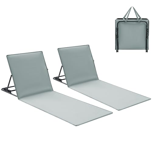 Palawano Sonnenliege für Garten & Strand Verstellbare 5-Positionen Strandmatte Leicht & TragbarLiegematte für Pool Picknick & Outdoor (Hellgrau)