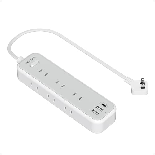 TESSAN 延長コード 50cm 薄型 短い 電源タップ usb たこあしコンセント テーブルタップ 9個AC口 2個type-Aポート 1個USB-Cポート電源コード type-c OA タコ足配線 マルチ 一括スイッチ付き 壁掛け 卓上 隙間 おしゃれ
