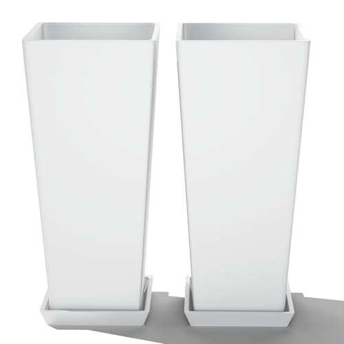 FENCY Set of 2 Tall Planters for Outdoor Plants, 24
