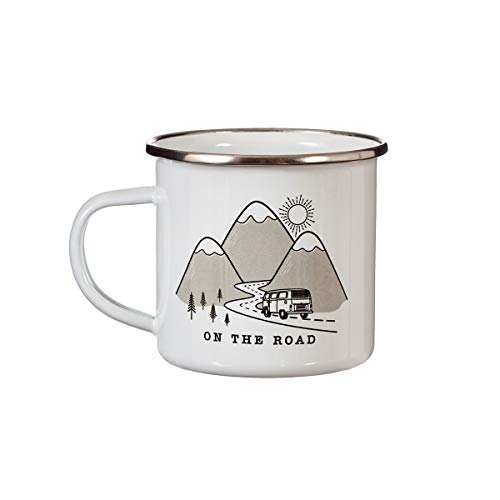 Sass & Belle On The Road Enamel White Mug