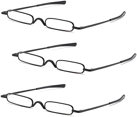 OWTXIS 3 Pack Mini Slim Pen Reading Glasses - Compact Readers with Pen Clip Case Spring Hinge Metal Frame Eyeglasses