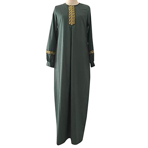 QingHUImao Muslimisches Einteiliges Gebetskleid für Damen Abaya Kleid Islamischer Naher Osten Dubai Türkei Winterkleid Damen Elegant Kleid Langer Wintermantel Muslim Kleidung für Frauen (Grün, S)