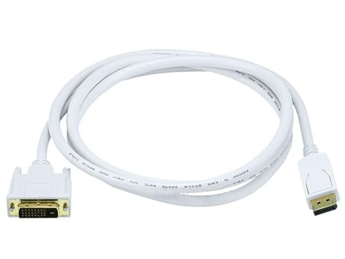 Câble DisplayPort vers DVI 28 AWG blanc Monoprice de 1,8 m pour écran PC