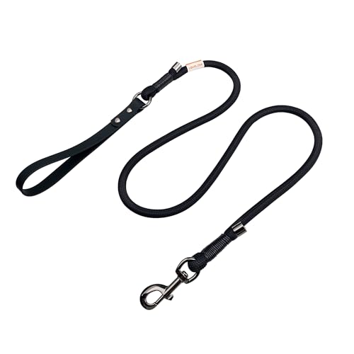 FOVRLZSE Black Knight Dog Leash - 59-inch PVC-Coated Webbing Handle, Polyester Body, 396-440LBS Break Strength, 360° Rotating Buckle for Safe Walks
