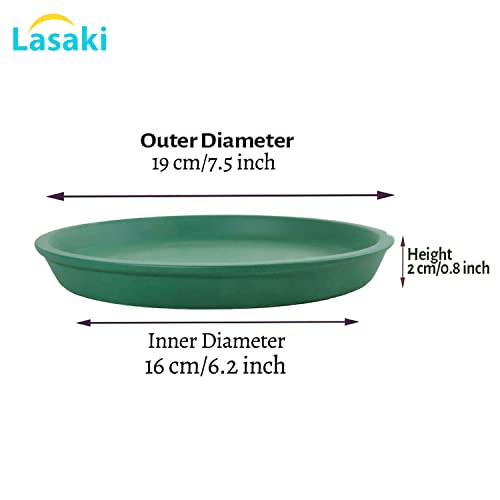 Image of Lasaki Round Ceramic Trays (Plates Saucers) for Pots, planters, Flower, Succulent(Set of 2,deep Jungle,6 inch) R6(Plants not Included)