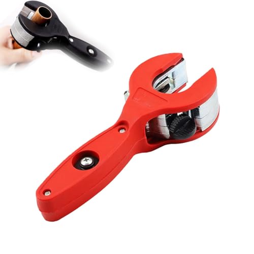 Cortador de tubos de trinquete, 2 en 1, cortador compacto de tubos en cuartos cerrados, cortador de tubos de 1/4 'a 7/8', cortador de tubos De cobre, cortador de PVC con trinquete (Red)