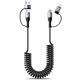 🍎【Compatibilité universelle】Câble USB C et Lightning spiralé compatible avec tous les appareils USB-C et iOS,tels que iPhone 15/14/13/12/iPhone 12 Pro Max/iPhone 12 Pro/iPhone 12 mini/11/Xs/XR/X/SE/iPhone 8/7/6/5,tablettes,Samsung Galaxy et Autres périphériques USB C.Également compatible avec l'iPad et les iPods.