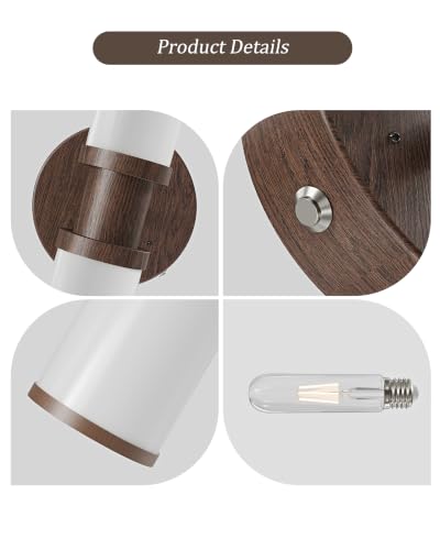 Image of Rayogale Walnut Wireless Battery Operated Wall Sconces with Remote Control | White Glass Rechargeable Wall Lights Set of 2 with Timer Function Dimmable for Living Room Bedroom Emergency 3000K, 20.5 Inch