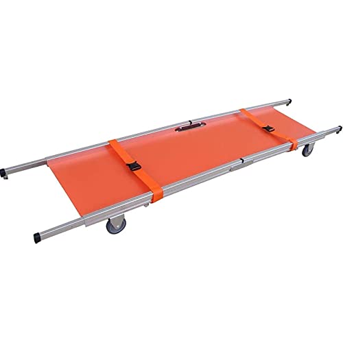 FAXIOAWA Barella di Salvataggio di Emergenza Pieghevole, barella Pieghevole Piatta a 4 Ruote in Lega di Alluminio per Viaggi di Trasporto di Salvataggio del Motore del paziente