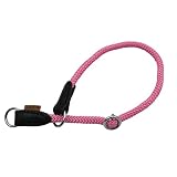 Aiminto ローププロトレーニング犬用カラー、ノープルラウンドマルチンゲールカラー、スリップカラー、スライダブルストップリング付き - 小中大型犬に最適です (Sサイズ 厚み6mm 長さ35cm, ピンク)