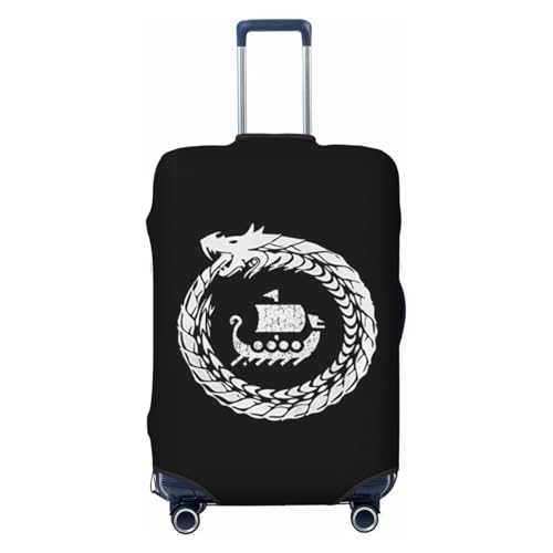 Norse Mythology Viking Travel Luggage Cover Suitcase Protector Fits 22-25 Inch Case(Black,M)