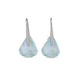 Swarovski Pendants d'oreilles Lunar, Bleues, Métal rhodié