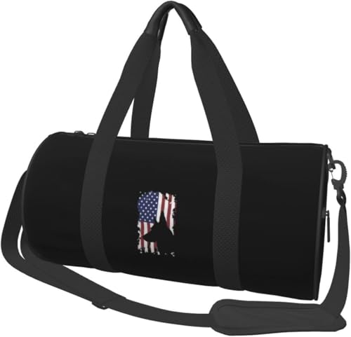 TAOACHENGIAN German Shepherd American Flag Convertible Garment Bag with Shoulder Strap, Carry on Garment Duffel Bag