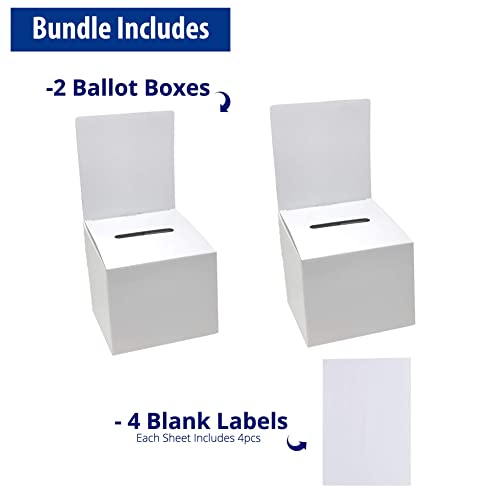 Alben Ballot Box For Suggestions Donations Raffles White Glossy Cardboard Boxes With Removable Header In Medium Size 6X6X6 Inches With Slot For Tickets And More (2 Pack) #TOP1