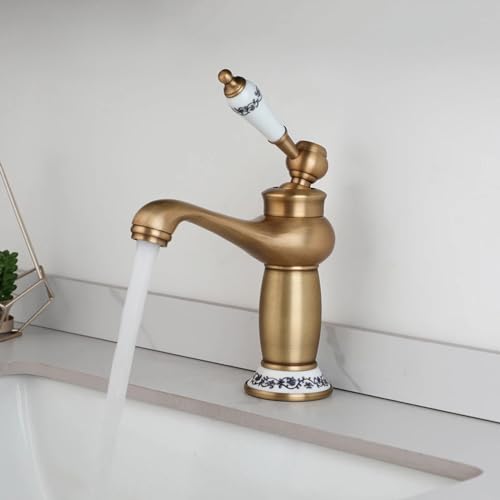 Robinet salle de bain rétro bronze lavabo nostalgie chic