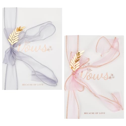 GORGECRAFT 2 Juego de Libros de Votos de Boda Tarjeta del Día de la Boda Oficiante Folleto de Regalos de Ducha para Novias Y Novios Cuaderno de Renovación de Votos de Recuerdo Tarjetas de Votos