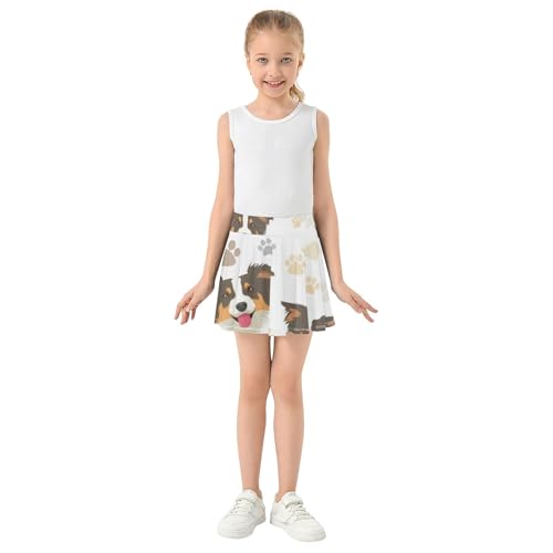 Tennis Skirts Toddler Cute Dogs Paw Prints White Athletic Shorts for Girls Skorts Dance School 4t3