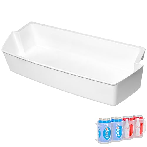 2 Pack 2187172 Refrigerator Door Shelf Bin Shelf with 2 Portable Soda Can Organizers, Compatible with Whirlpool Frigidaire Kenmore Amana Estate Refrigerator Part, Replaces WP2187172 PS328468