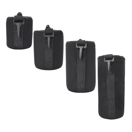 Naroote Lens Pouch, Camera Lens Bag with 4Pcs Portable Black Camera Lens Pouch for Camera Lens Storage