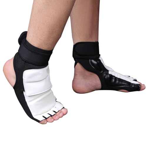 HERCHR 1 Pair Taekwondo Foot Protector, Karate Boxing Sparring Foot Protector Double Fixation Elastic Surrounding Feet Protective Guard Martial Arts Sparring Body Protection Gear for Unisex (S)