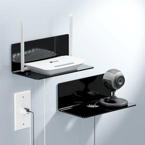 Toski Etagere Murale sans Percage, Lot de 2 Petite Étagères, Tablette Murale Auto Adhesive 23CM Large, Acrylique Flottante Petite Etagere pour...