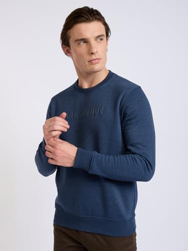 Image of Park Avenue Men Full Sleeve Slim Fit Solid Pattern Cotton Polyester Blend Regular Neck Regular Neck Casual Sweatshirt