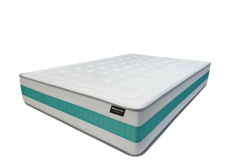 HOMESUPRA Colchón Serenité Hybrid Muelles Ensacados 80x190 cm Doble Cara|Firmeza Media MemorySens + Confort|Tejido Transpirable e Higiénico|Individual|Color Blanco y Turquesa|Altura ± 30 cm