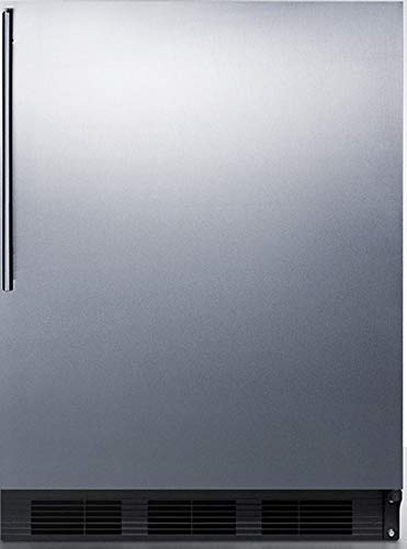 Summit Appliance FF7BKBISSHVADA ADA Compliant Built-in Undercounter All-Refrigerator for General Purpose or Commercial Use with Stainless Steel Wrapped Door, Thin Handle and Black Cabinet