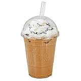 [50 Pack] 16 oz BPA Free Clear Plastic Cup With Dome Lid for Iced Cold Drink Coffee Tea Juice Smooth