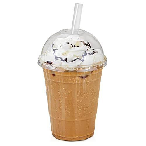 [50 Pack] 16 Oz Bpa Free Clear Plastic Cup With Dome Lid For Iced Cold Drink Coffee Tea Juice Smoothie Bubble Boba, Disposable, Medium Size #TOP15