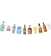 Pre-Strung Whiskey Beer Soda Bottles and Glasses Banner, Happy 21st Birthday Decorations for Him,...