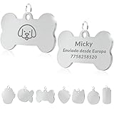 🐶Ofrecemos 2 lados para grabado personalizado, hay suficiente espacio para toda la información importante de su mascota. Puedes añadir por ej. Nombre, teléfono y direccion de casa.