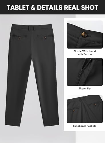 JMIERR Men's Classic-Fit Casual Cotton Twill Pant Water-Repellent Stain-Resistant Stretch Essentials Chino Pants for Dress, Business, Work, Golf, Travel, 34W × 32L, Grey
