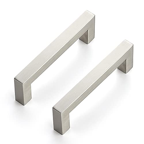 Image of Ravinte 32 Pack 4 Inch Kitchen Square Cabinet Handles Satin Nickel Pulls Brushed Nickel Kitchen Cabinet Hardware Handles for Cupboard Drawer Pulls