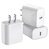Paquete de 3 bloques de carga para iPhone 16/15, cargador USB C, adaptador de cargador de teléfono, adaptador de cargador rápido rápido de 20 W, suministro de energía tipo C, bloque de carga rápida