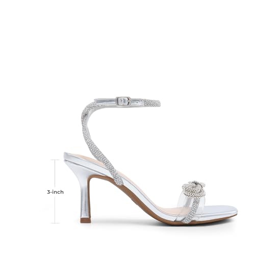 DREAM PAIRS Women's Double Bowknots Heels Open Square Toe Ankle Strap Crystal Rhinestone Dress Sandals for Party Wedding2