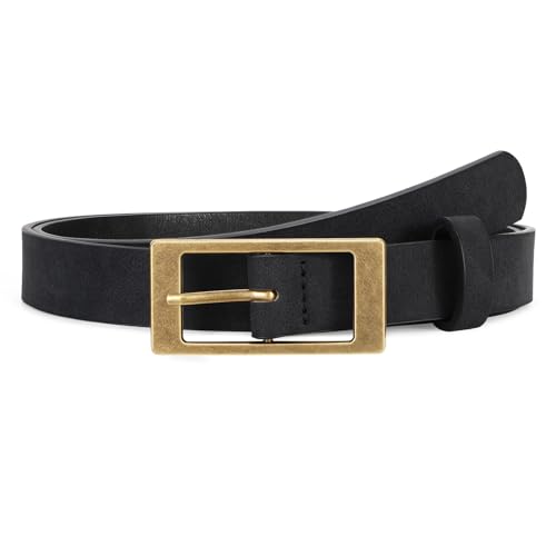 WERFORU Damen Ledergürtel für Jeans Hosen Klassischer Damen Gürtel mit Vintage Quadratschnalle