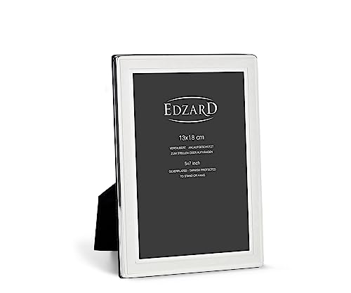 EDZARD Cadre photo Nardo, argenté raffiné, résistant au ternissement, pour photo 13 x 18 cm,...