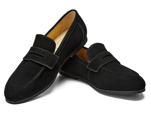 Image of Journey West Men's Suede Leather Belgian Loafers for Men Slip-on Casual Penny Casual Loafers
