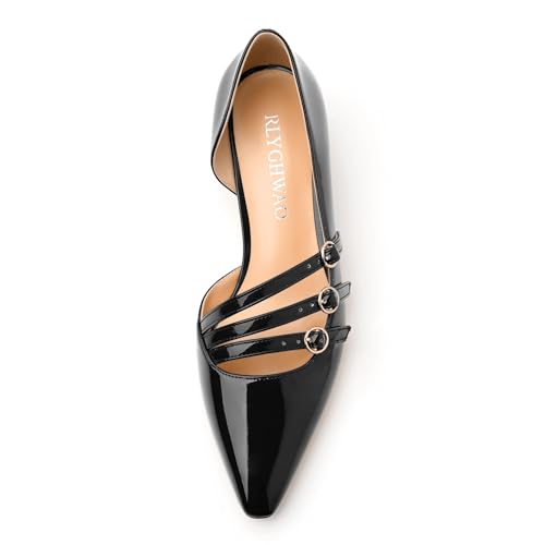 Women's Pumps with Square Toe, 1.3-inch Low Heels, Slip-On Design, Solid Faux Patent Leather, Elegant Dress Shoes for Office, Party, and Dating3