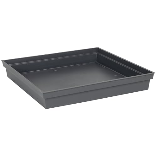 EDA - Platillo Cuadrado Toscana 40 cm - para Maceta Cuadrada Toscana 50 cm - 40 x 40 x 5,9 cm - Gris Antracita