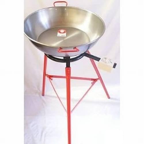 KIT POELE A PAELLA CREUSE Ø 50 BRULEUR Ø 30 ET TREPIED RENFORCE /40 parts - A17-Kit50cmcreuse30c