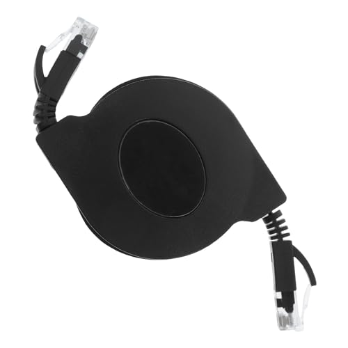 Uonlytech Câble Ethernet Retractable Cat6 Noir 2 Mètres en Cuivre Connexion Sécurisée et Rangement Pratique pour Voyage et Hôtel