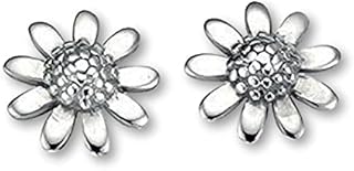Daisy Flower Stud Earrings/Pair of Ear Studs for Women Teenagers Children Childs Girls Kids - 925 Sterling Silver - Sweet & Pretty Stud Earrings