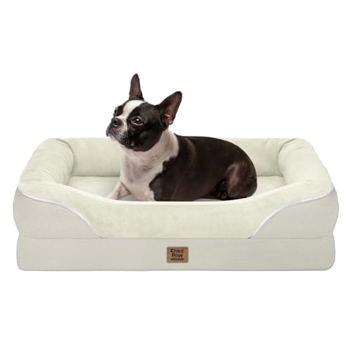 Image of Chez Paw Orthopedic Waterproof Dog Bed for Medium and Large Dogs | Egg Crate Foam, 4-Sided Bolster Support, Waterproof Liner, Non-Slip Bottom, Removable Bolster Cover, 36 x 27 Inch